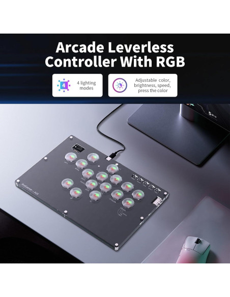 Controlador Arcade AceGamer T16 16 Teclas RGB Turbo PC/PS4/Switch