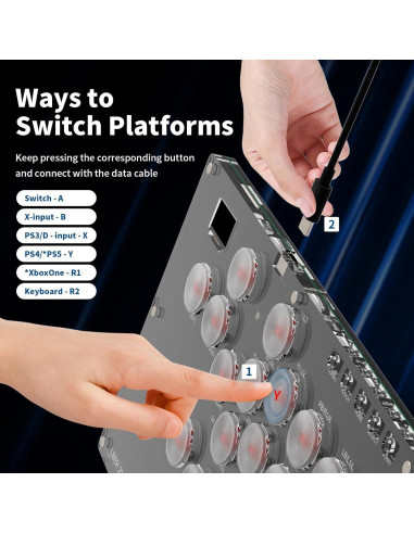 Controlador Arcade AceGamer T16 16 Teclas RGB Turbo PC/PS4/Switch