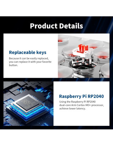 Controlador Arcade AceGamer T16 16 Teclas RGB Turbo PC/PS4/Switch