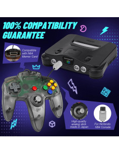 Controlador Con Cable FISUPER N64 - 2 Pack Negro Transparente 2