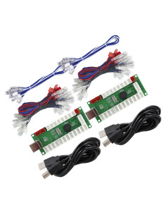 Kit Controlador Arcade SJ@JX 2 Jugadores USB LED 20 Botones