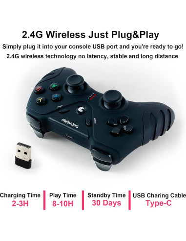 Controlador Inalámbrico DuLingKer para PC y PS3, Joystick con Vibración Doble y Efecto Hall
