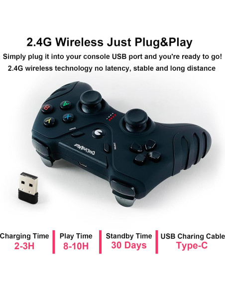 Controlador Inalámbrico DuLingKer para PC y PS3, Joystick con Vibración Doble y Efecto Hall
