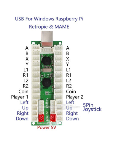 Kit Arcade DIY SJ@JX 2 Jugadores con Joystick y Botones LED