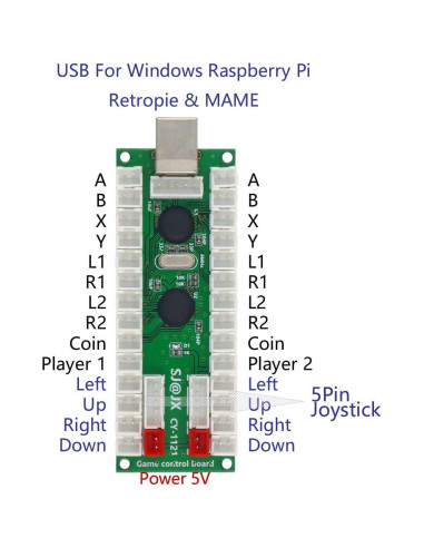 Kit Controlador Arcade SJ@JX 2 Jugadores USB para PC MAME