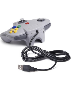 Controlador USB N64 SAFFUN Gris para PC y Raspberry Pi 2
