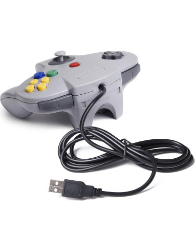 Controlador USB N64 SAFFUN Gris para PC y Raspberry Pi