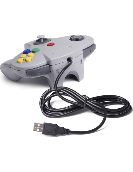 Controlador USB N64 SAFFUN Gris para PC y Raspberry Pi