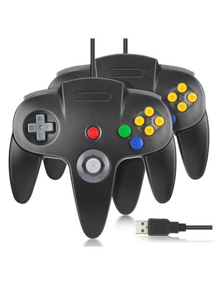 Controlador USB N64 FISUPER para PC y Raspberry Pi - Negro