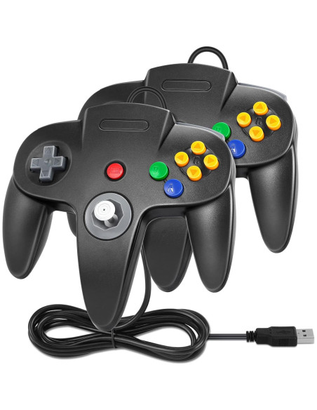 Controlador USB N64 FISUPER para PC y Raspberry Pi - Negro