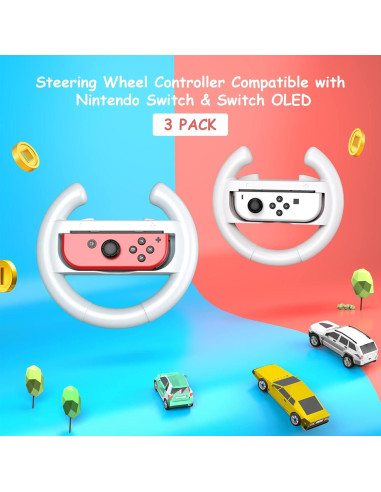 Volantes de Carreras Mooroer para Nintendo Switch y OLED - 3 Piezas