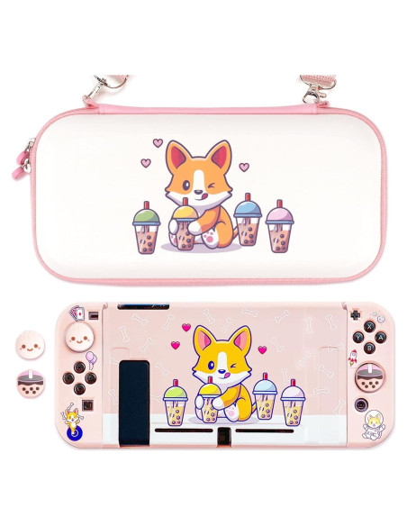 Estuche de Transporte BelugaDesign Corgi Boba para Nintendo Switch