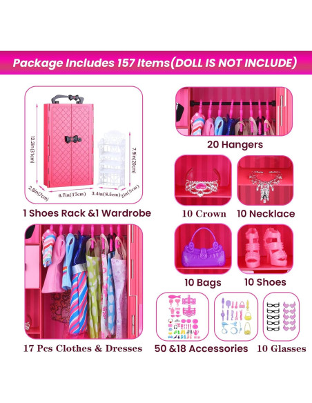 157 Piezas Ropa y Accesorios para Muñecas Vueos 11.5"