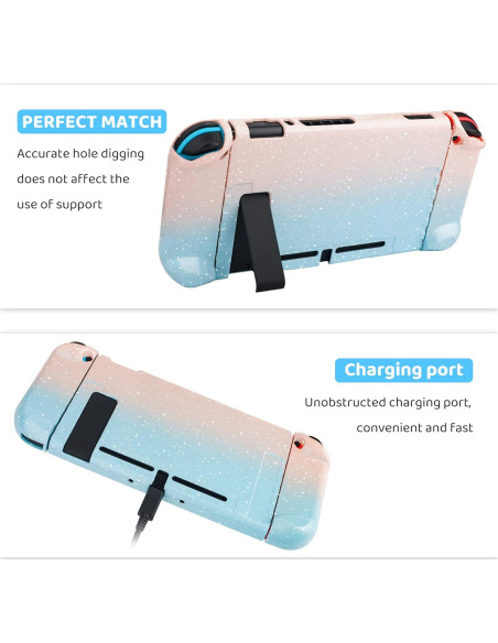 Funda Protectora Brillante FANPL para Nintendo Switch Rosa y Azul