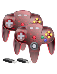 Controladores Inalámbricos N64 SAFFUN Rojo Transparente - 2 Pcs