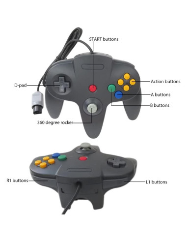 Controlador Clásico Con Cable USonline911 para Nintendo 64 - 2 Pack