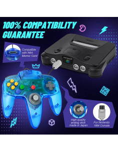 Controlador N64 FISUPER con Cable Azul - Joystick Ergonomico 2