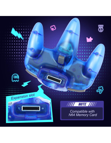 Controlador N64 FISUPER con Cable Azul - Joystick Ergonomico