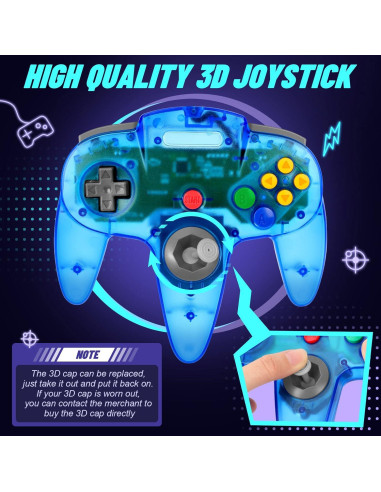 Controlador N64 FISUPER con Cable Azul - Joystick Ergonomico