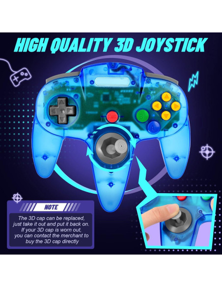 Controlador N64 FISUPER con Cable Azul - Joystick Ergonomico