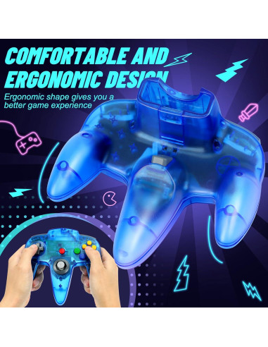 Controlador N64 FISUPER con Cable Azul - Joystick Ergonomico