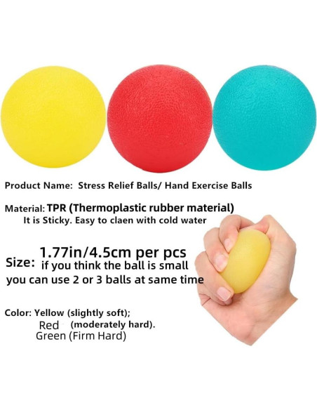 3 Pelotas de Estrés FMELAH para Ejercicio de Mano