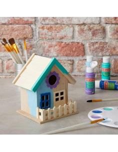 Casa de pájaros de madera sin terminar Make Market 16cm - Paquete de 8 2