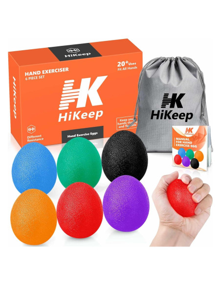 Paquete de 6 Pelotas Antiestrés HiKeep para Mano y Dedos