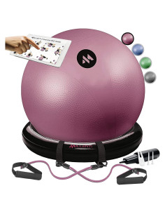 Silla de Pelota de Ejercicio Millenti 65cm Rosa con Bandas