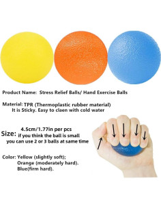Set de 3 Pelotas Antiestrés FMELAH 4.5cm Resistencia Ajustable 2