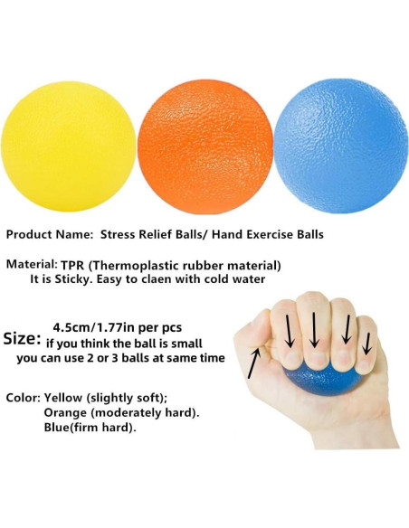 Set de 3 Pelotas Antiestrés FMELAH 4.5cm Resistencia Ajustable