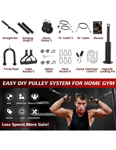 Sistema de Polea de Peso Concho - Ajustable, 158.8 kg, 3 Mangos