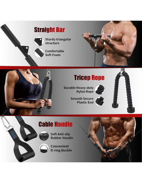 Sistema de Polea de Peso Concho - Ajustable, 158.8 kg, 3 Mangos