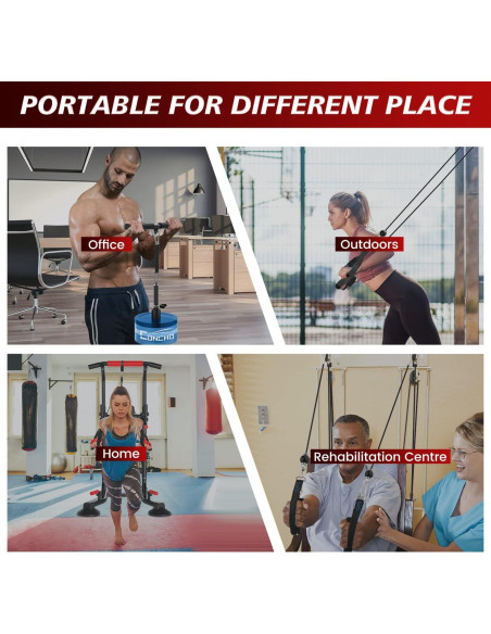 Sistema de Polea de Peso Concho - Ajustable, 158.8 kg, 3 Mangos