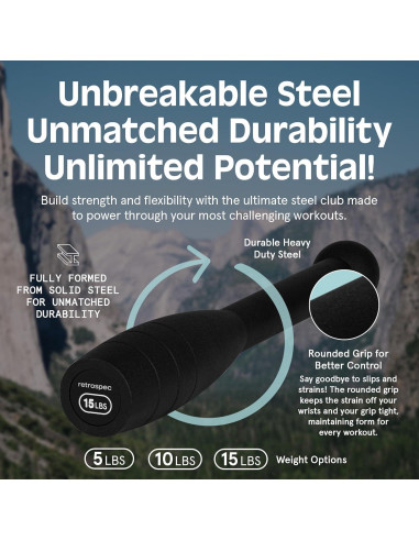 Club de Acero Retrospec 10 lb (4.54kg) Entrenamiento Fuerza