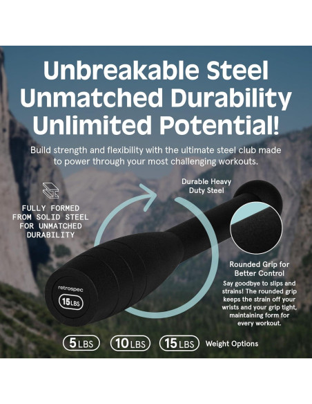 Club de Acero Retrospec 10 lb (4.54kg) Entrenamiento Fuerza