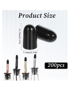 200 Tapas de Goma para Vertedores de Licor Gtziqa 7.5mm 2