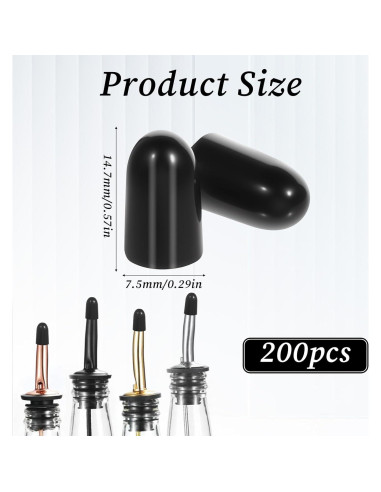 200 Tapas de Goma para Vertedores de Licor Gtziqa 7.5mm