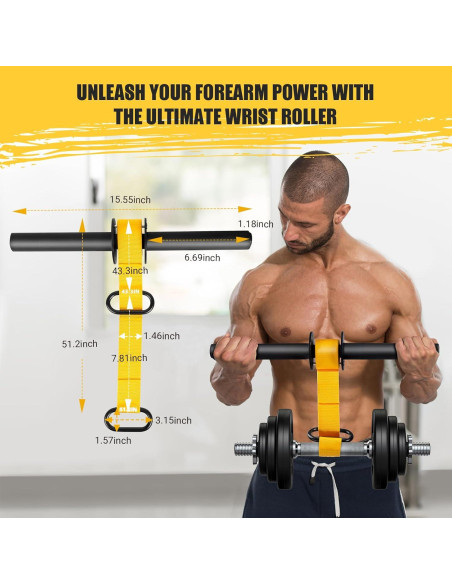 Fortalecedor de Antebrazo AJKPL con Rodillo de Muñeca 110/130 cm