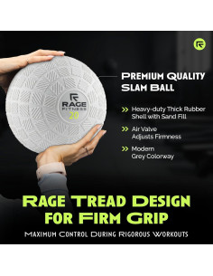 Bola de Slam Rage Fitness 6,80 kg - Agarre Firme Gris 2