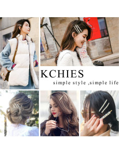 Pinzas para el cabello KCHIES de perlas doradas - Paquete de 6 2
