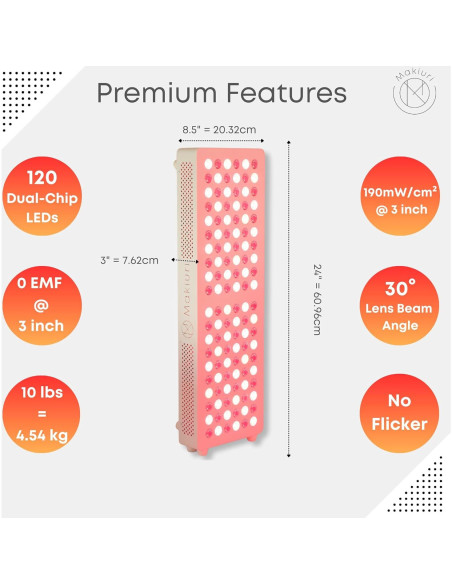 Lámpara de Terapia de Luz Roja Makiuri 120 LED 76x28x14cm