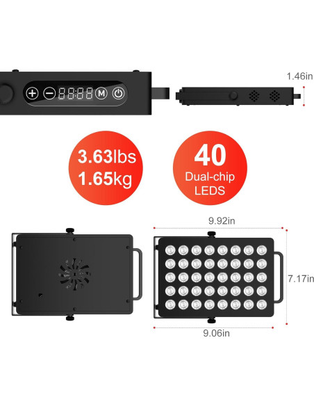Dispositivo Terapia Luz Roja BLISSCO BN-40 40 LEDs 55W Dispositivo Terapia Luz Roja BLISSCO BN-40 40 LEDs 55W