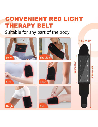 Cinturón de Terapia de Luz Roja Weiyitec 105 LEDs Alivio Dolor