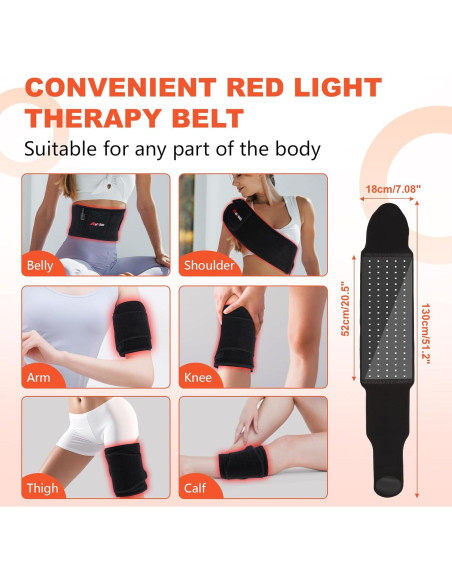 Cinturón de Terapia de Luz Roja Weiyitec 105 LEDs Alivio Dolor