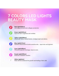 Máscara Facial LED Terapia de Luz Roja Duevie 7 Colores 2