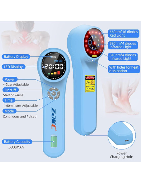 Terapia de Luz Roja ZJKC 980nm 810nm 660nm Alivio Dolor Terapia de Luz Roja ZJKC 980nm 810nm 660nm Alivio Dolor
