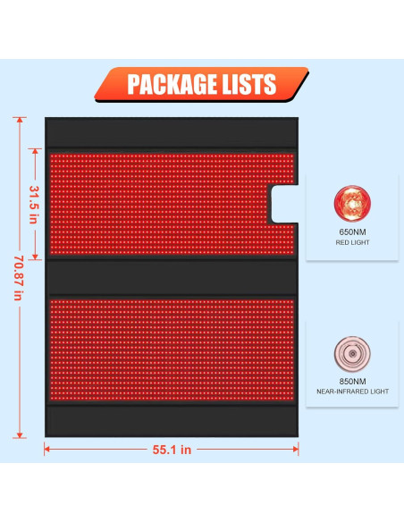 Manta de Terapia de Luz Roja Elfeye 180x140cm 2520 LEDs