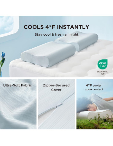 Cojín Cervical Ergonómico Bedsure, Espuma de Memoria, Azul