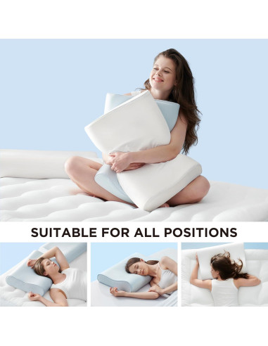 Cojín Cervical Ergonómico Bedsure, Espuma de Memoria, Azul